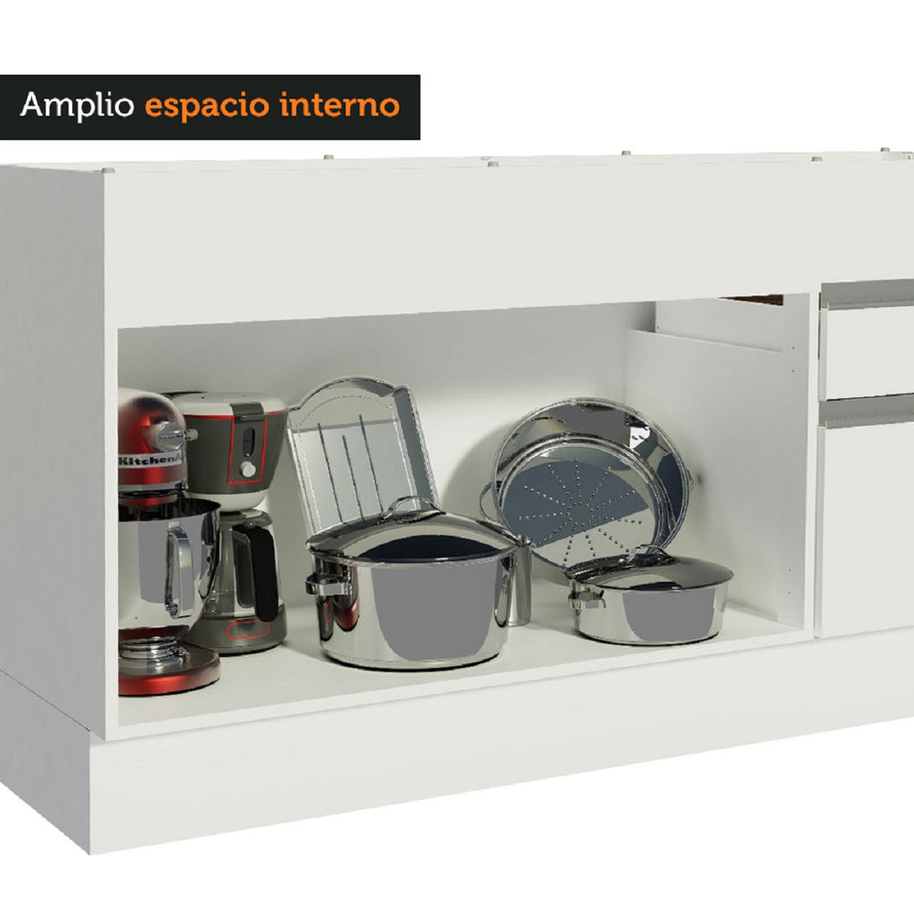 Mueble de Cocina Para Fregadero Madesa Glamy 150 cm 2 Puertas y 2 Cajones (Sin Tablero Ni Fregadero) Blanco