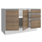 Mueble de Cocina Para Fregadero Madesa Glamy 120 cm 2 Puertas y 3 Cajones (Sin Tablero ni Fregadero) Blanco/Marrón