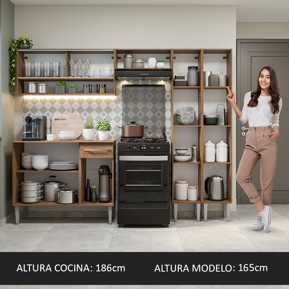 Cocina Integral 229cm Marrón Emilly Madesa 04