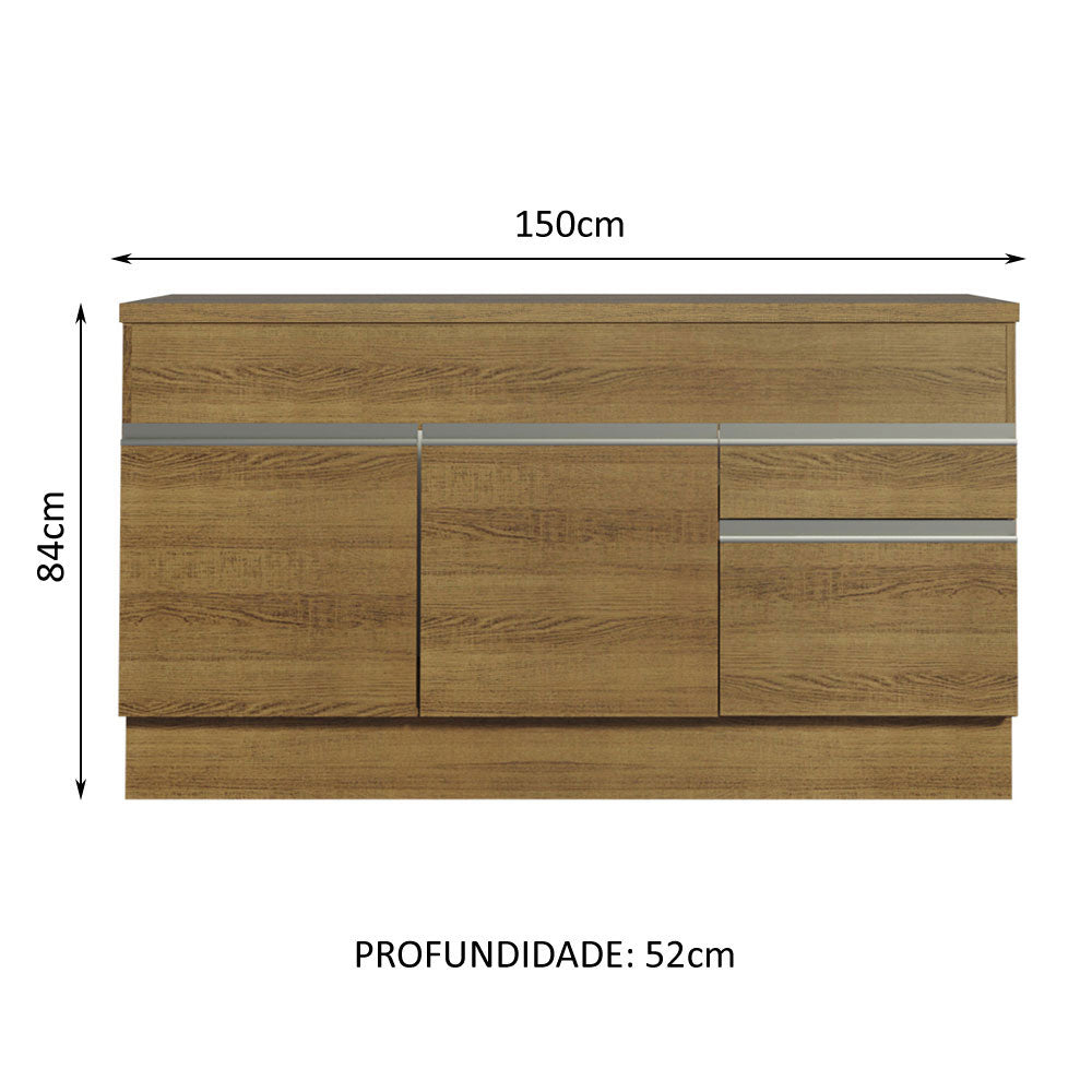 Gabinete Bajo para Fregadero 150 cm 2 Puertas y 2 Cajones (Con Encimera) Glamy Marrón