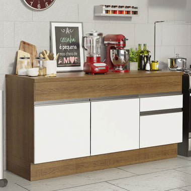 Gabinete Bajo para Fregadero 150 cm 2 Puertas 2 Cajones Marrón/Blanco Glamy Madesa