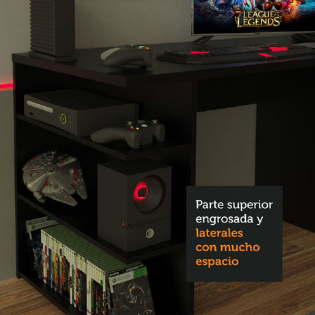 Escritorio Gamer Madesa Para PC y Consola Negro