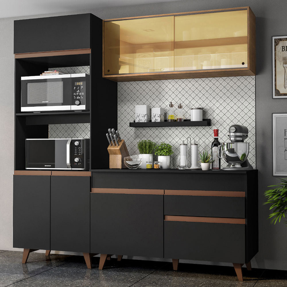 Cocina Compacta 190cm Reims Negro/Marrón 02