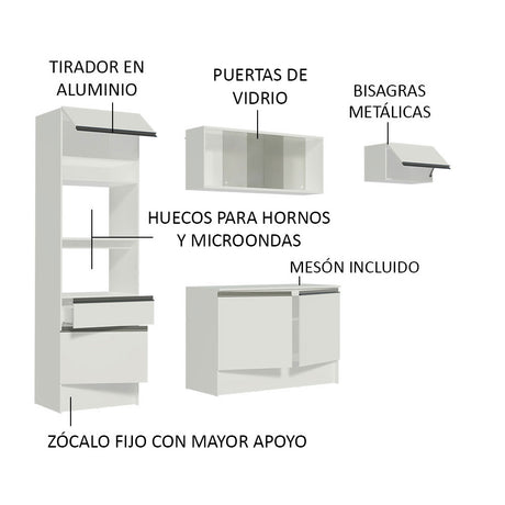 Cocina Integral 240cm Blanco Topazio Madesa 01