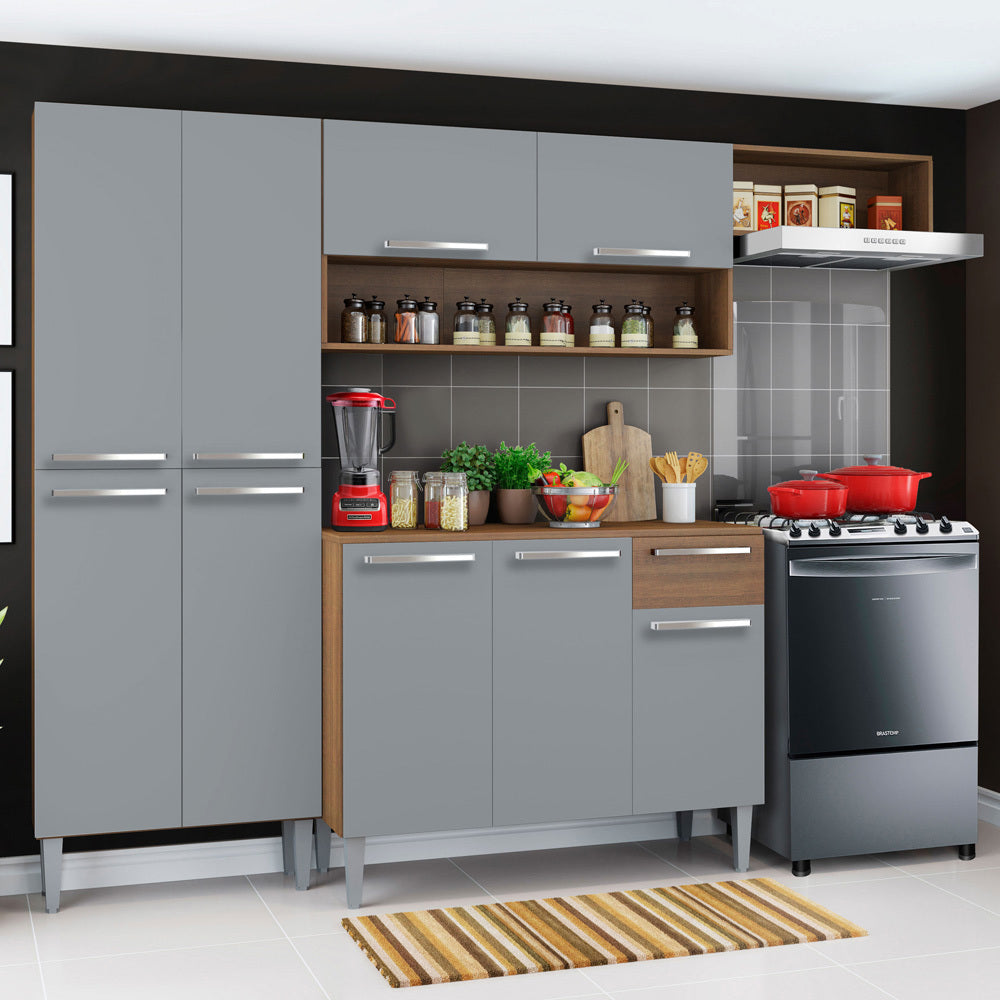 Cocina Compacta 229cm Marrón/Gris Emilly Top