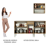 Cocina Compacta 169cm Marrón Emilly Free Madesa 01