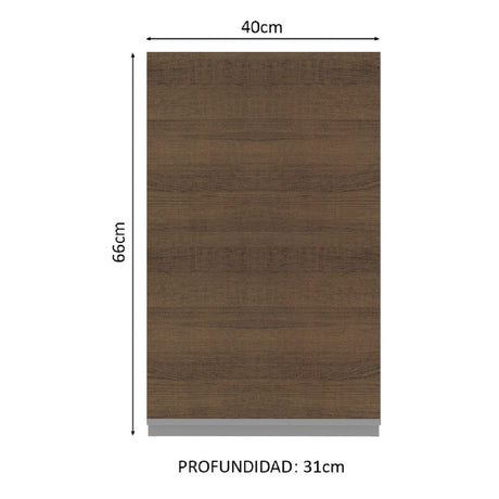 Alacena 40 cm 1 Puerta 2 Compartimentos Blanco/Marrón Glamy Madesa