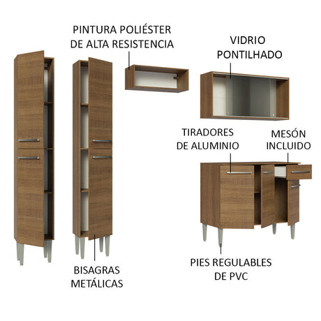 Cocina Integral 229cm Marrón Marrón Emilly Madesa 05