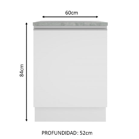 Mueble de Cocina 60 cm Con 1 Puerta Blanco Glamy Madesa