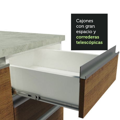 Cocina Integral Esquinera 349cm Blanco/Marrón Glamy Madesa 01