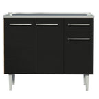 Gabinete Bajo 105 cm 3 Puertas 1 Cajón con Fregadero Marrón/Negro Emilly Madesa