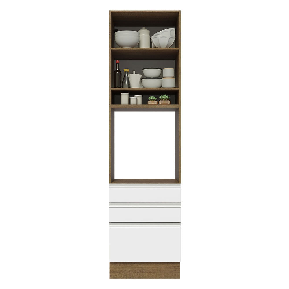 Mueble de Cocina para Horno Madesa Glamy 60 cm 1 Puerta y 3 Cajones Marrón/Blanco