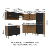 Cocina Integral Esquinera 417 cm Emilly Marrón/Negro 02