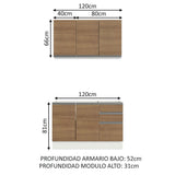 Cocina Compacta 120cm sin Mesón de Acero Marrón/Blanco Glamy Madesa 01