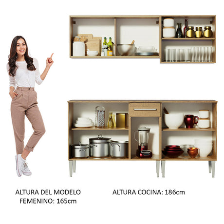 Cocina Compacta 169cm Marrón Emilly Drive Madesa 04