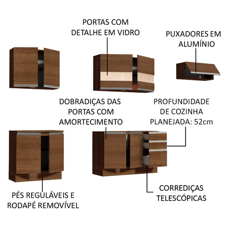 Cocina Integral 280cm Marrón Glamy Madesa 03