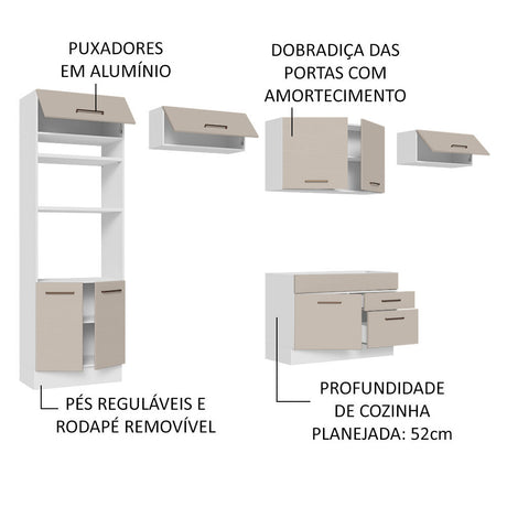 Cocina Integral 350cm Blanco/Crema Agata Madesa 01