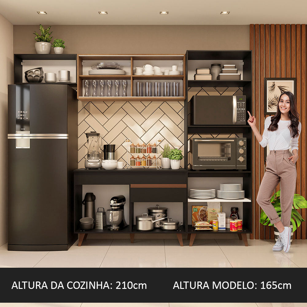 Cocina Integral 260 cm Negro/Marrón Reims 01