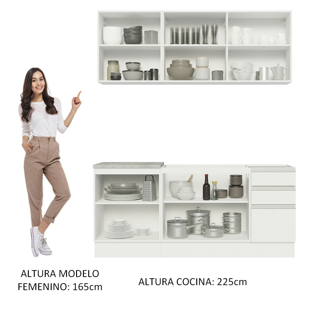 Cocina Compacta 180cm Con Mesón de Acero Blanco Glamy Madesa 10