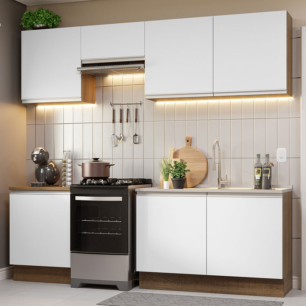 Cocina Integral 240cm Marrón/Blanco Glamy Madesa 09