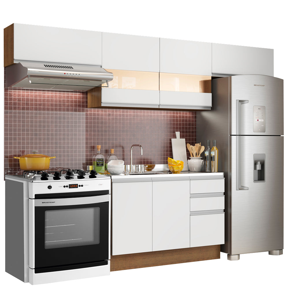 Cocina Integral 280cm Marrón/Blanco Glamy Madesa 01