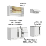 Cocina Integral 200cm Con Mesón de Acero Blanco Glamy Madesa 04