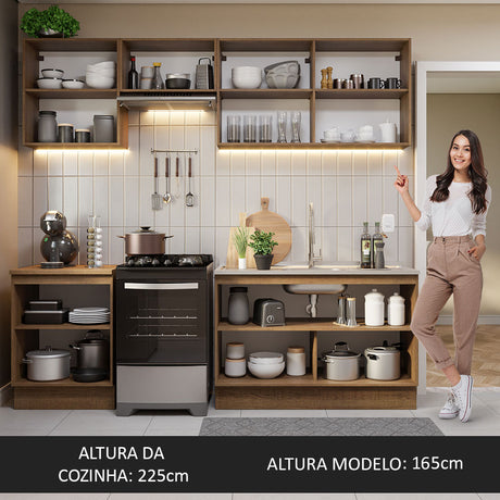 Cocina Integral 240cm Marrón/Blanco Glamy Madesa 09