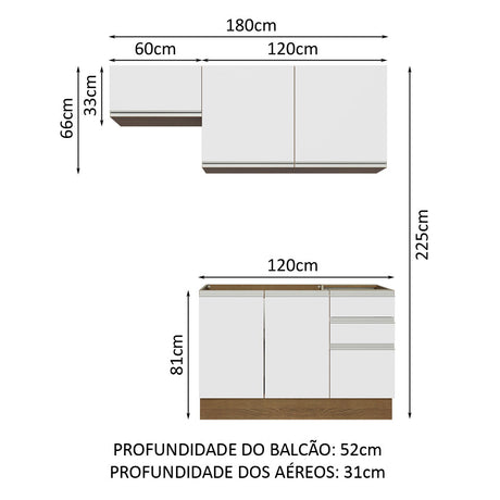 Cocina Compacta 180cm Marrón/Blanco Glamy Madesa 09