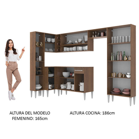 Cocina Integral Esquinera 385cm Marrón Emilly Love Madesa 01