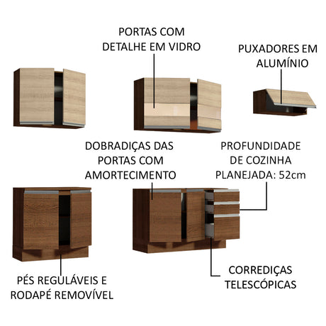 Cocina Integral 280cm Blanco/Marrón Glamy Madesa 03