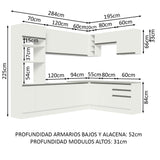 Cocina Integral Esquinera 479cm Blanco Glamy Madesa 01