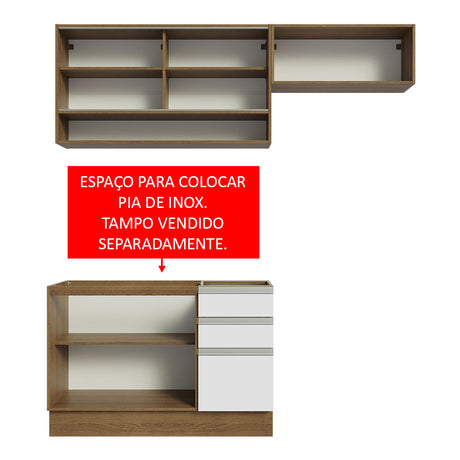 Cocina Compacta 200cm Marrón/Blanco Glamy Madesa 08