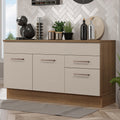 Mueble de Cocina para Fregadero 150 cm 2 Cajones y 2 Puertas (Con Encimera) Marrón/Crema Agata