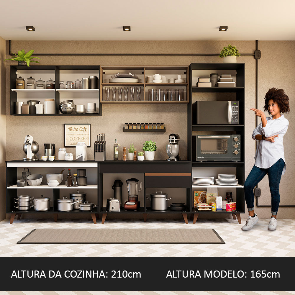 Cocina Integral 310 cm Reims Negro/Marrón 01