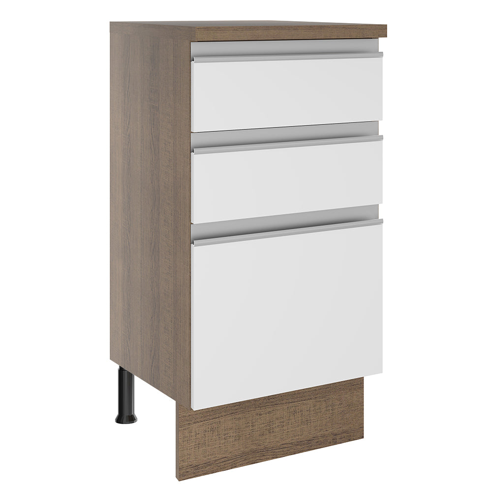 Mueble de Cocina Madesa Glamy 40 cm 3 Cajones Marrón/Blanco