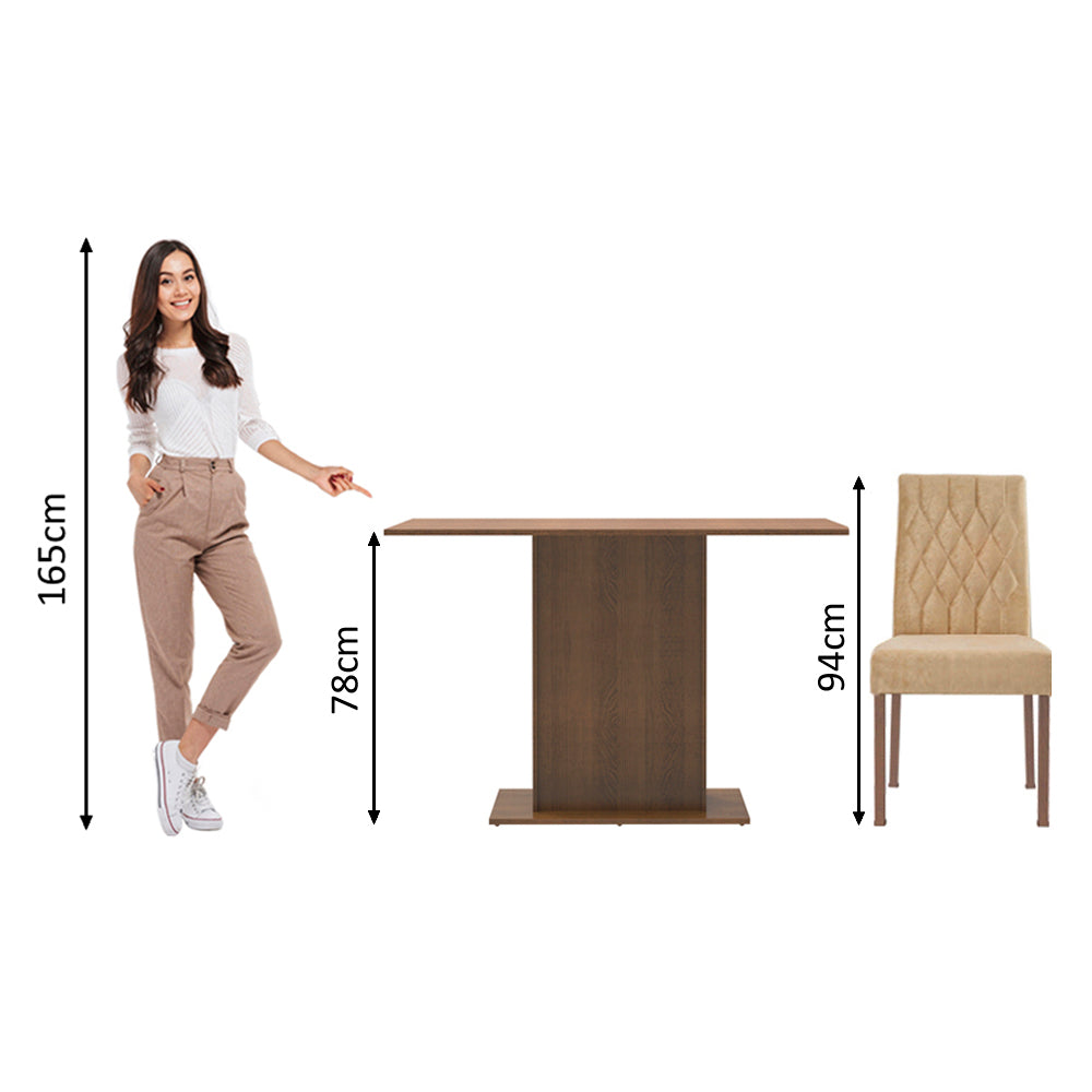 Juego de Comedor Mesa Tapa Madera 2 Sillas Tainá Madesa - Marrón/Imperial