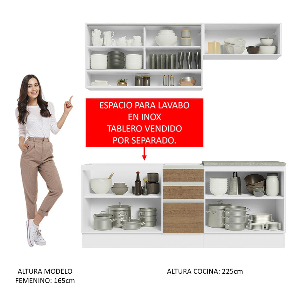 Cocina Integral 200cm Marrón Blanco/Marrón Glamy Madesa 03