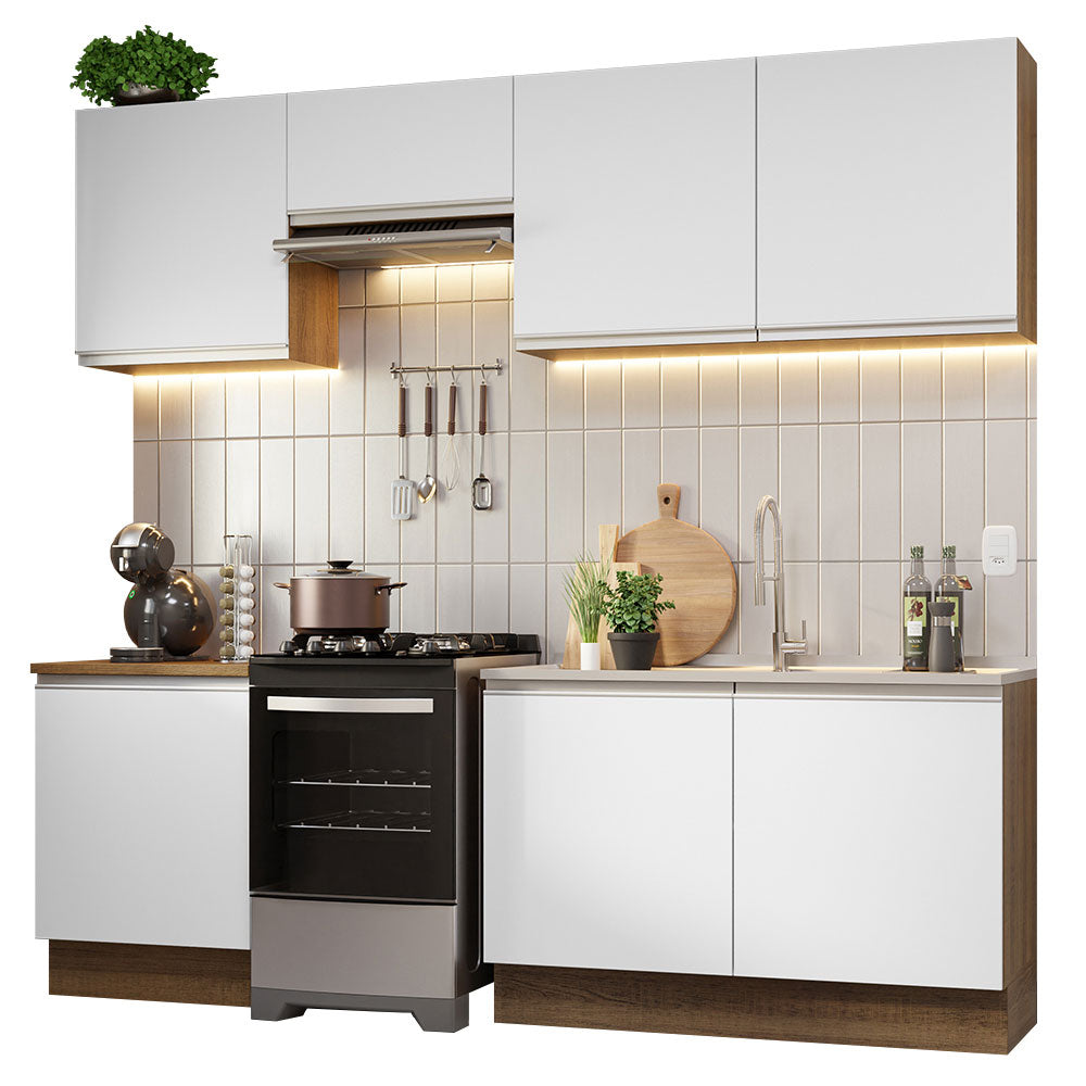 Cocina Integral 240cm Marrón/Blanco Glamy Madesa 09