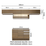 Cocina Integral 280cm Marrón Glamy Madesa 01