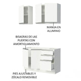 Cocina Compacta 120cm sin Mesón de Acero Blanco Glamy Madesa 01