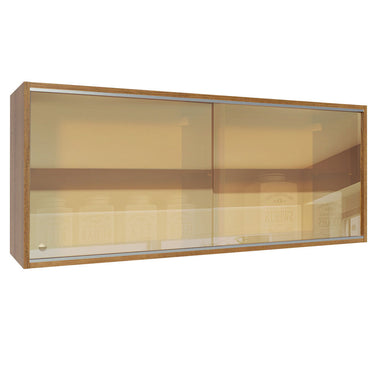 Gabinete Superior 120 cm 2 Puertas Corredizas de Vidrio Marrón Glamy, Reims, Stella, Agata y Lux Madesa