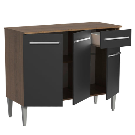 Mueble Mostrador Madesa Emilly 3 Puertas y 1 Cajón - Marron/Negro