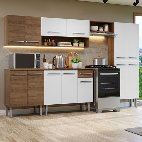 Cocina Integral 293cm Emilly Marrón/Blanco Madesa 10
