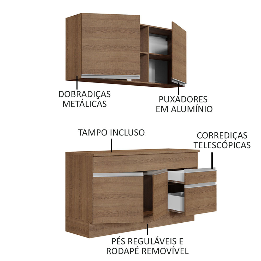 Cocina Integral 150cm Marrón con Encimera Glamy 01