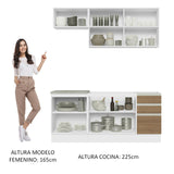 Cocina Compacta 180cm Con Mesón de Acero Blanco/Marrón Glamy Madesa 11