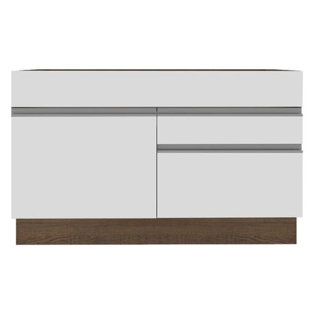 Mueble de Cocina para Fregadero Madesa Glamy 120 cm 1 Puerta y 2 Cajones (Sin Tablero ni Fregadero) Marrón/Blanco