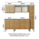 Cocina Integral 201cm Marrón Emilly Fast Madesa 02