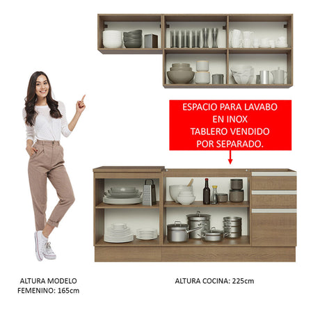 Cocina Compacta 180cm Marrón Glamy Madesa 07