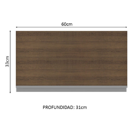 Alacena 60 cm 1 Puerta Basculante Blanco/Marrón Glamy Madesa