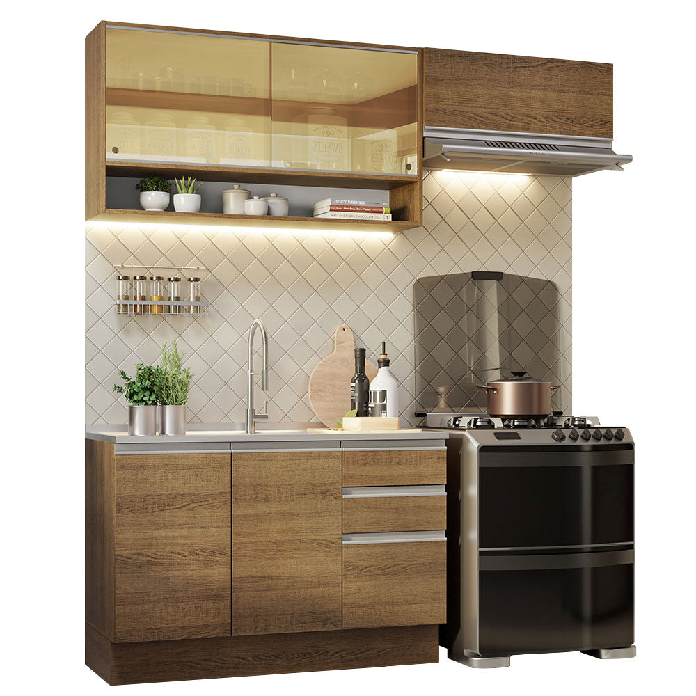 Cocina Compacta 200cm Marrón Glamy Madesa 08